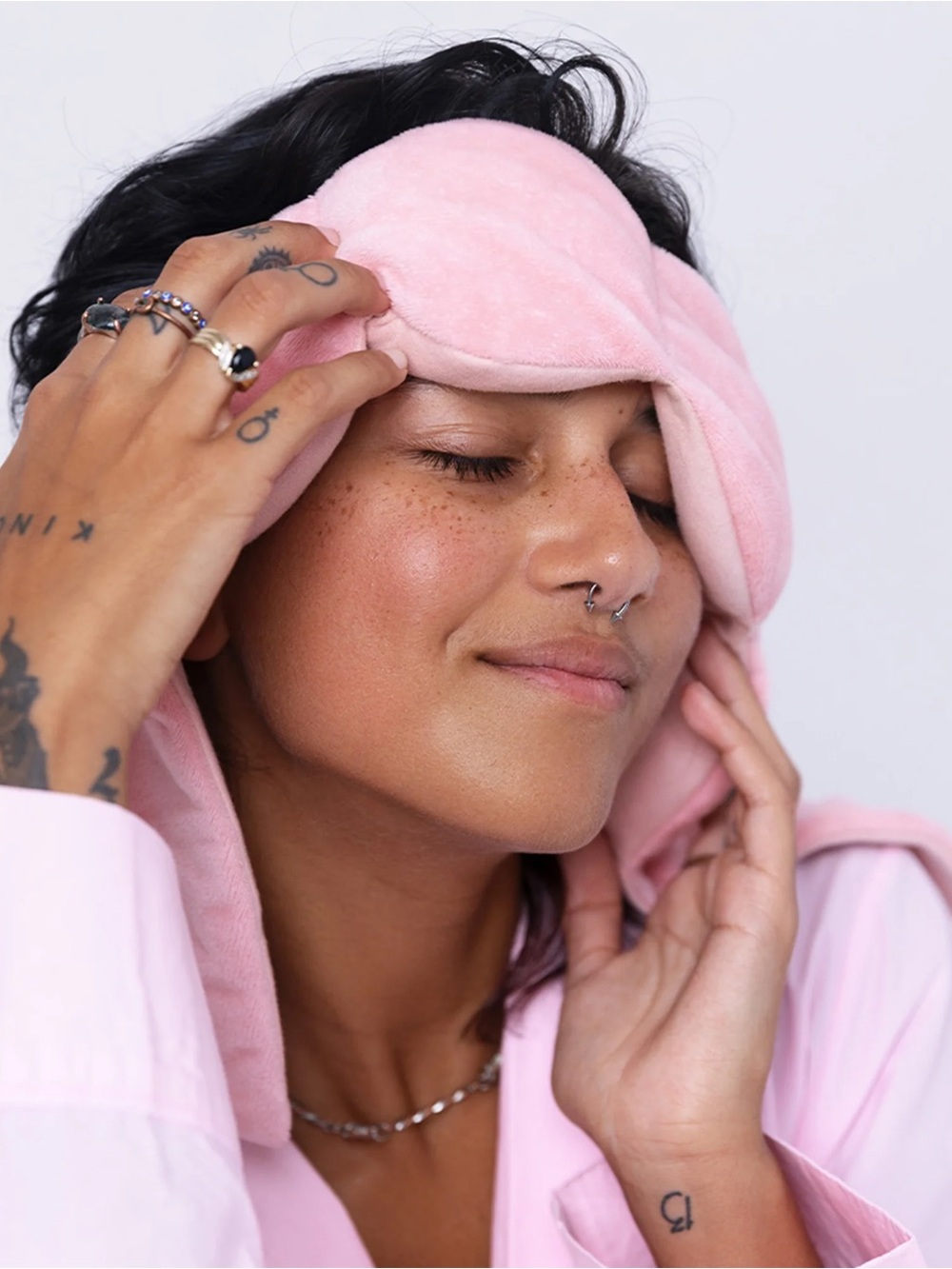 Nodpod Blush Pink Velvet Weighted Sleep Mask NWOB